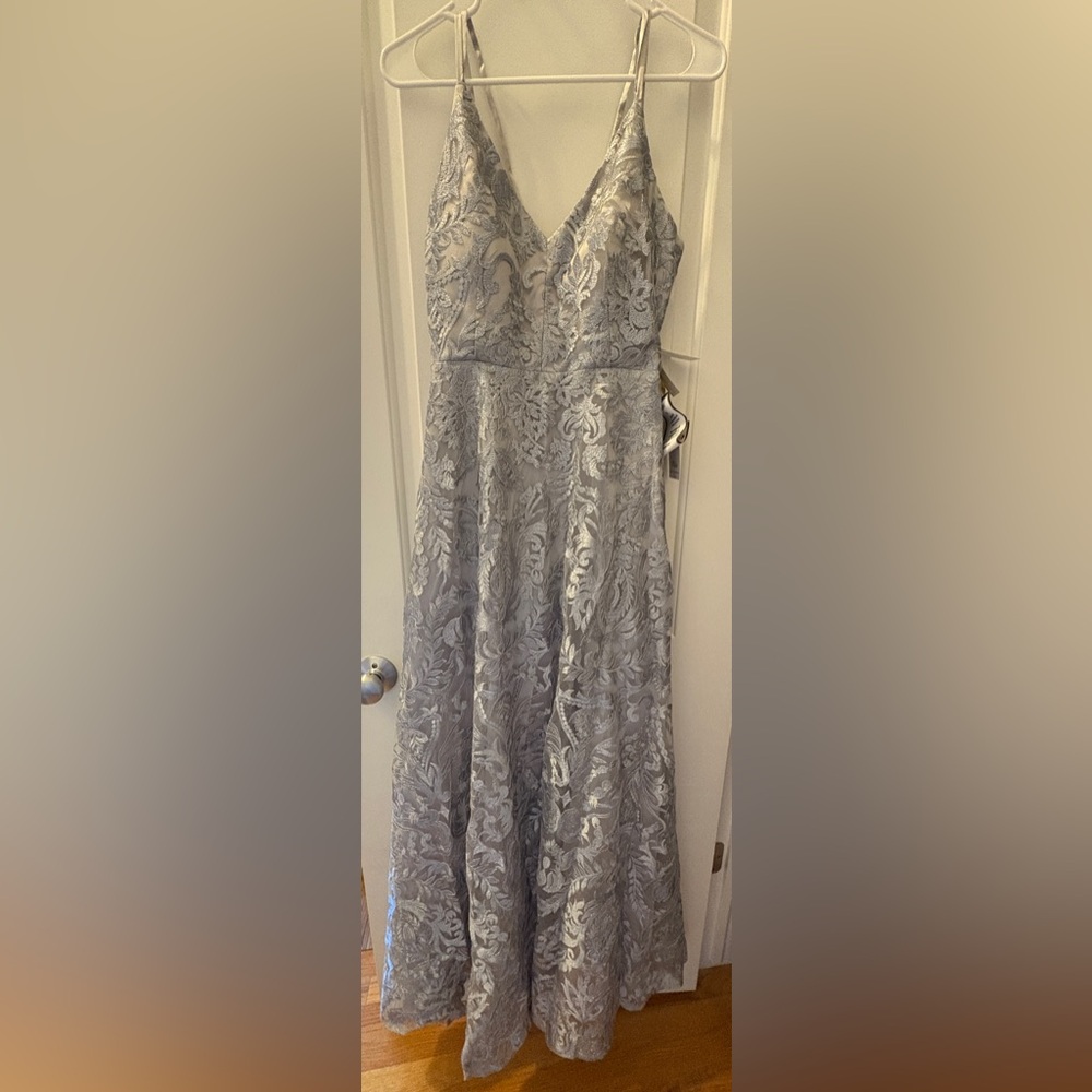 Macy's Silver Lace Prom Dress